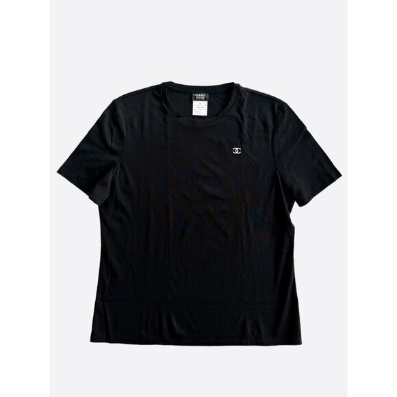 CHANEL | Tops | Chanel Black White Cc Logo Embroidered